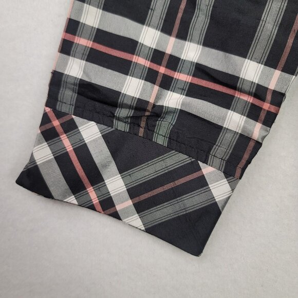 Rafael Womens Plaid Silk Button-Up Shirt Size 10 Black/Gray/Pink Long Sleeve - Picture 2 of 8